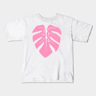 Baby Pink Monstera Leaf Kids T-Shirt